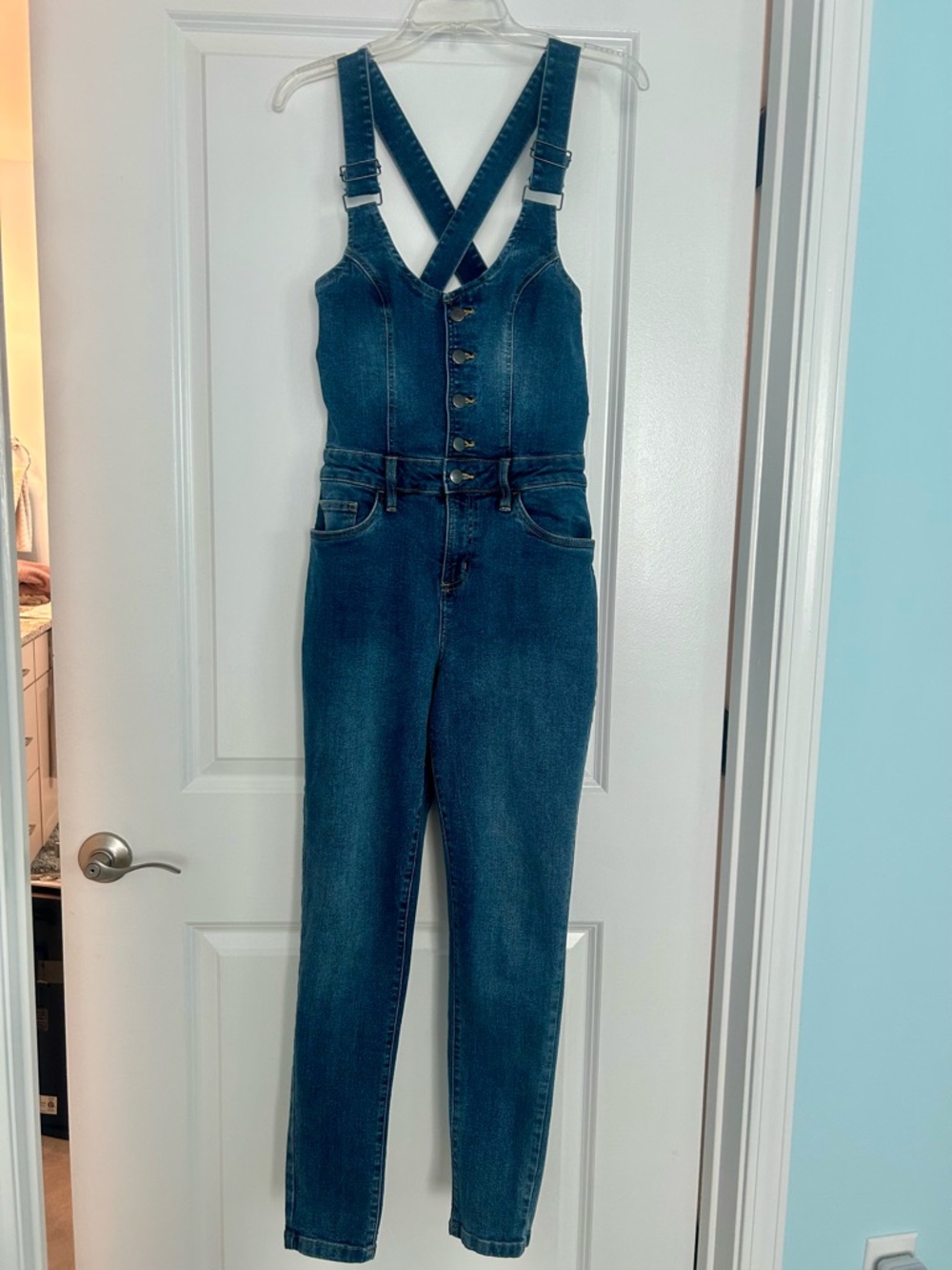 VENUS Dark Blue Denim Jumpsuit Overalls- fits like a 2/4. Stretchy